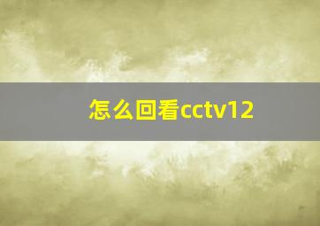 怎么回看cctv12