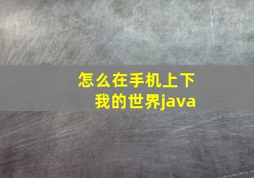 怎么在手机上下我的世界java