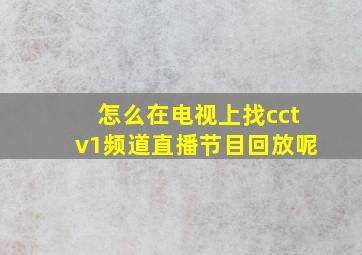 怎么在电视上找cctv1频道直播节目回放呢