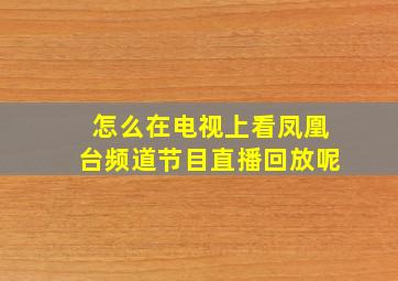 怎么在电视上看凤凰台频道节目直播回放呢