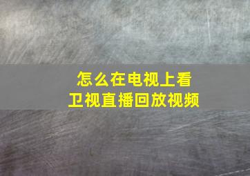 怎么在电视上看卫视直播回放视频