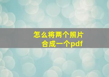 怎么将两个照片合成一个pdf