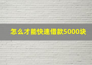 怎么才能快速借款5000块