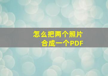 怎么把两个照片合成一个PDF