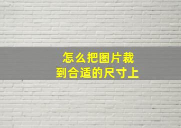 怎么把图片裁到合适的尺寸上