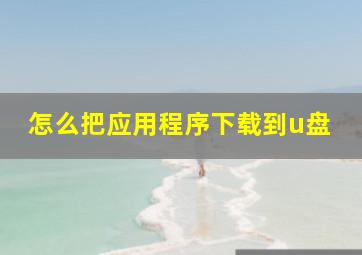 怎么把应用程序下载到u盘