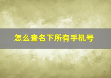 怎么查名下所有手机号