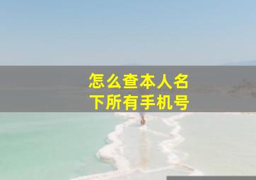 怎么查本人名下所有手机号