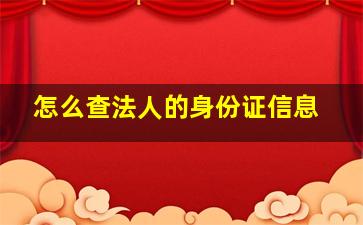 怎么查法人的身份证信息