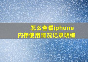 怎么查看iphone内存使用情况记录明细