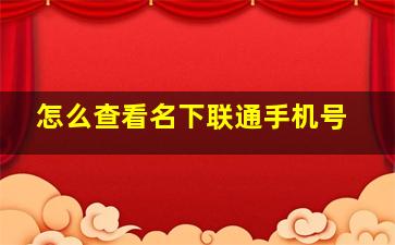 怎么查看名下联通手机号