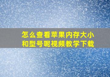 怎么查看苹果内存大小和型号呢视频教学下载