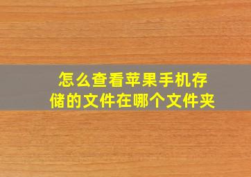 怎么查看苹果手机存储的文件在哪个文件夹