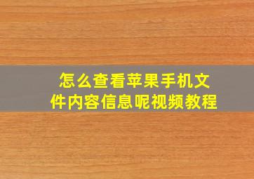 怎么查看苹果手机文件内容信息呢视频教程