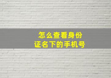 怎么查看身份证名下的手机号