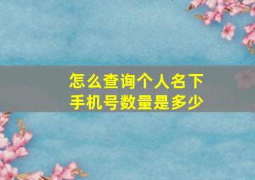 怎么查询个人名下手机号数量是多少