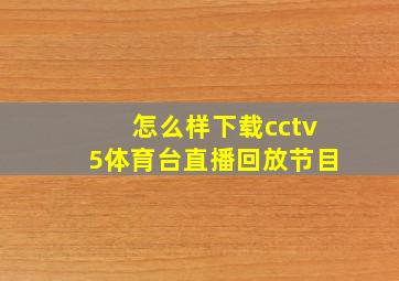 怎么样下载cctv5体育台直播回放节目