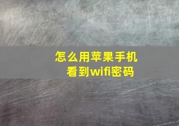 怎么用苹果手机看到wifi密码