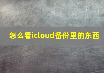 怎么看icloud备份里的东西