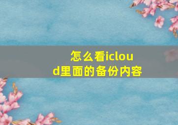 怎么看icloud里面的备份内容