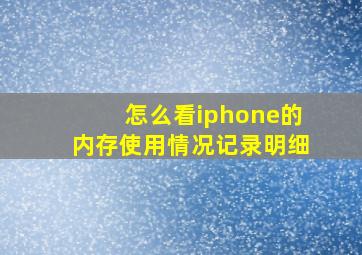 怎么看iphone的内存使用情况记录明细