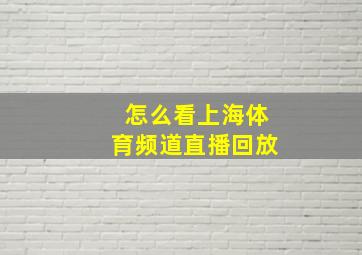 怎么看上海体育频道直播回放