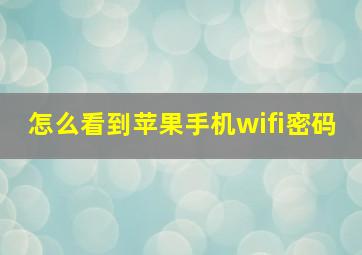 怎么看到苹果手机wifi密码