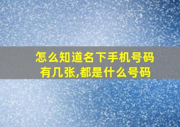 怎么知道名下手机号码有几张,都是什么号码