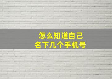 怎么知道自己名下几个手机号