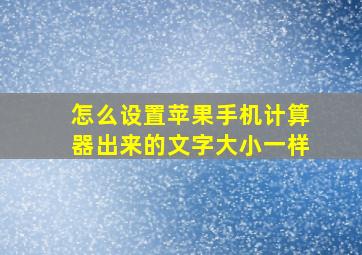 怎么设置苹果手机计算器出来的文字大小一样