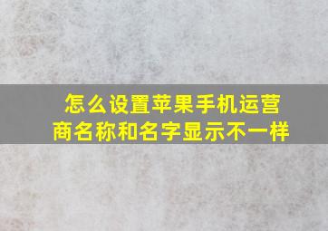 怎么设置苹果手机运营商名称和名字显示不一样