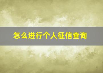 怎么进行个人征信查询