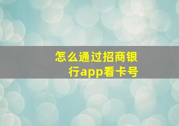 怎么通过招商银行app看卡号