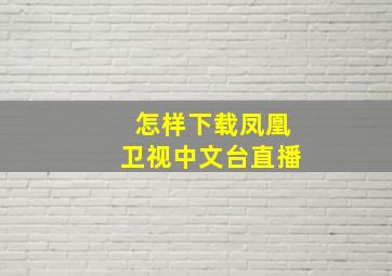 怎样下载凤凰卫视中文台直播