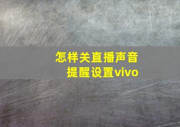 怎样关直播声音提醒设置vivo