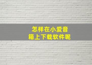 怎样在小爱音箱上下载软件呢