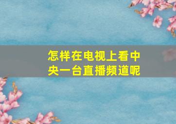 怎样在电视上看中央一台直播频道呢