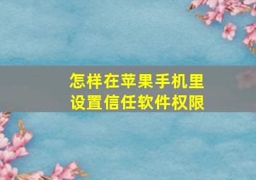 怎样在苹果手机里设置信任软件权限