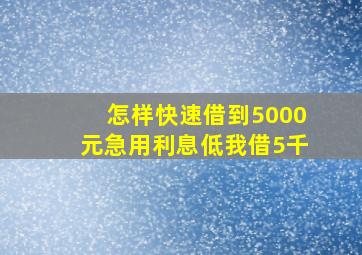 怎样快速借到5000元急用利息低我借5千