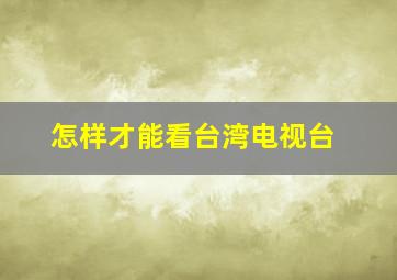 怎样才能看台湾电视台