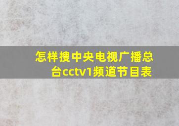 怎样搜中央电视广播总台cctv1频道节目表