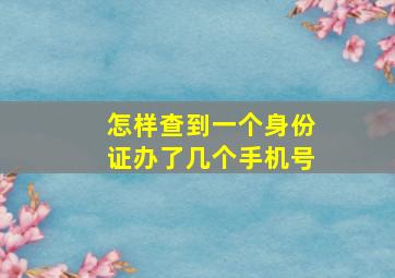 怎样查到一个身份证办了几个手机号