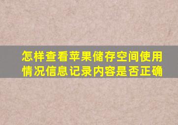 怎样查看苹果储存空间使用情况信息记录内容是否正确