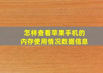 怎样查看苹果手机的内存使用情况数据信息