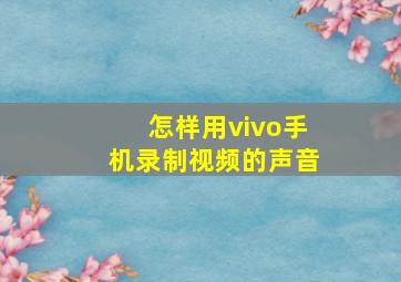 怎样用vivo手机录制视频的声音