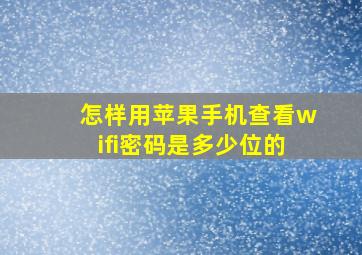 怎样用苹果手机查看wifi密码是多少位的