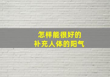 怎样能很好的补充人体的阳气