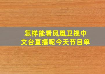 怎样能看凤凰卫视中文台直播呢今天节目单