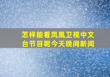 怎样能看凤凰卫视中文台节目呢今天晚间新闻