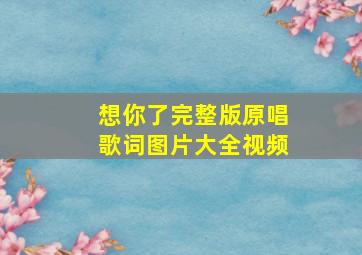 想你了完整版原唱歌词图片大全视频